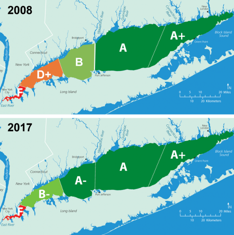 Long Island Sounds 2008 vs 2017 water quality report card