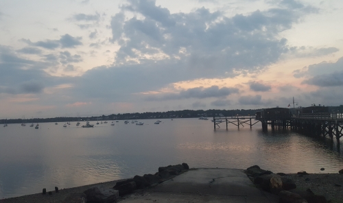 Skyline view of Little Neck Bay at dawn